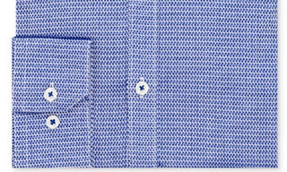 Ryan Seacrest Distinction Men's Ultimate Slim Fit Non Iron Performance Stretch Pattern Dress Shirt Blue Size L