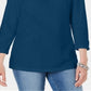 Karen Scott Women's Three Quarter Sleeve Top Blue Size Large