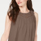Style & Co Women's Lace Trim Swing Shell Brown Size Large