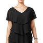 SL Fashions Women's Tiered Shift Shirt Dress Black Size 14W