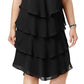 SL Fashions Women's Tiered Shift Shirt Dress Black Size 14W