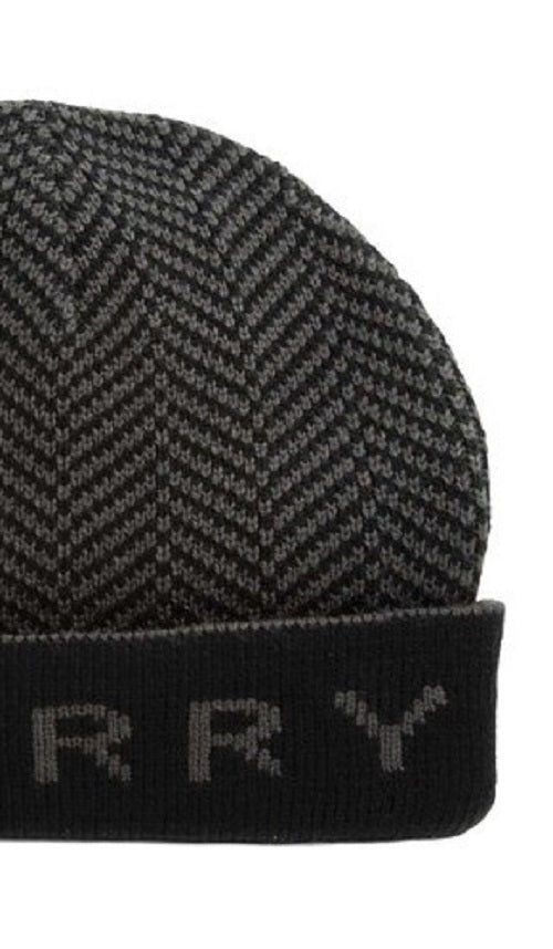 Perry Ellis Men's Herringbone Jacquard Beanie Black Size Regular