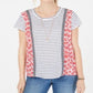 Style & Co Women's Printed Short Sleeve Top Red Size X-Large