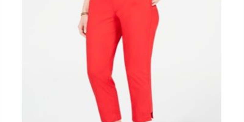 Jm Collection Women's Petite Tummy-Control Ankle Pants Red Size Petite Large