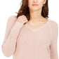 Charter Club Women's Lurex V Neck Sweater Pink Size X-Small