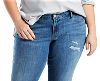 Levi's Women's Plus 711 Denim Destroyed Skinny Jeans Blue Size 22W