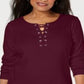 Karen Scott Women's Cotton Lace up Top Red Size Medium