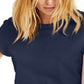 INC International Concepts Women's Slim Fit Cotton Crewneck Top Blue Size X-Large