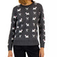 Charter Club Women's Petite Bow-Print Sweater Charcoal Heather Gray Size Petite Small