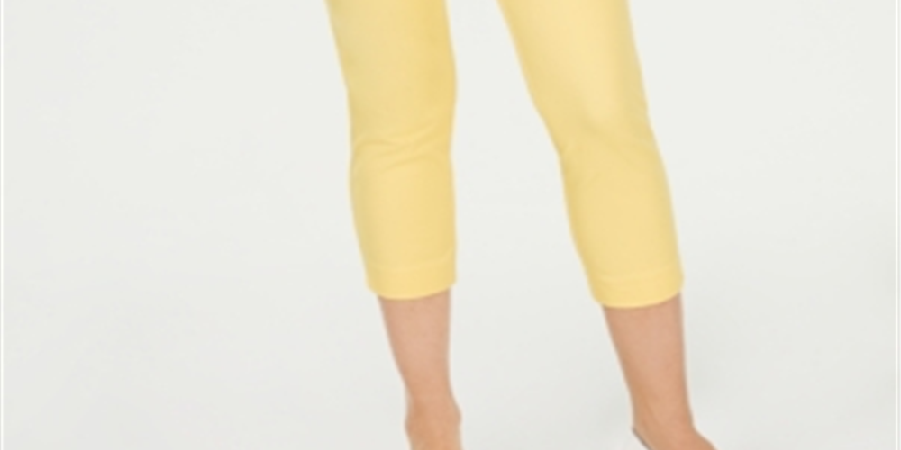 Charter Club Newport Tummy-Control Cropped Pants Citron Aura Yellow Size 8