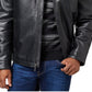 Perry Ellis Men's Lambskin Leather Jacket Black Size Small