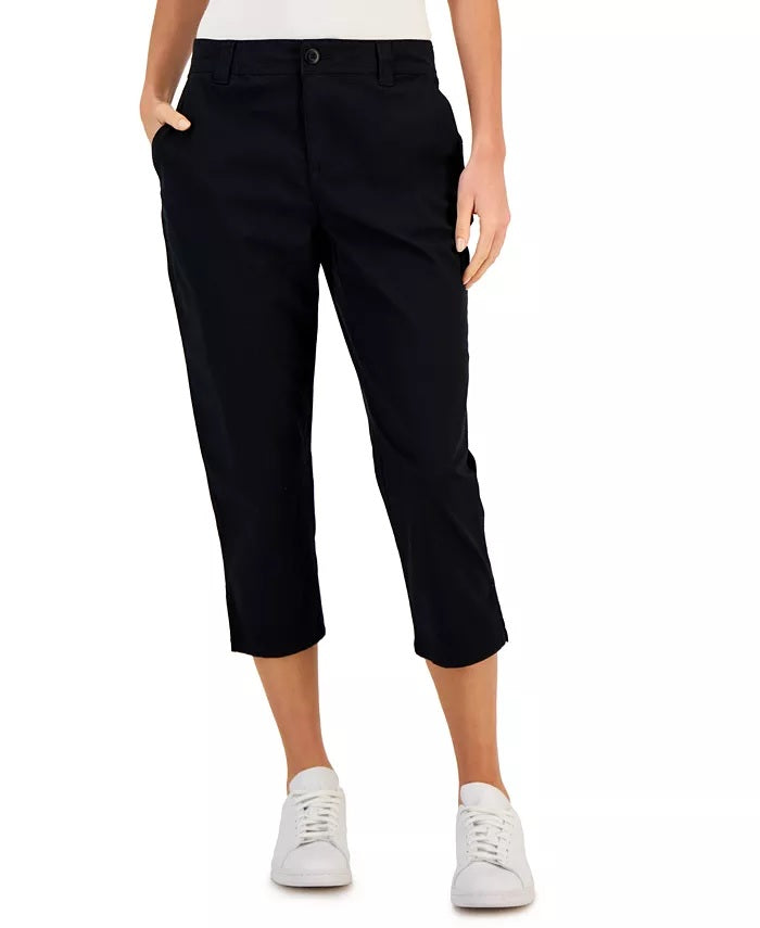 Women's STYLE & CO Mid Rise Curvy Capri Pants Black Size 8