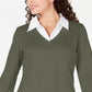 Karen Scott Women's Cotton Layered Look Top Green Size M