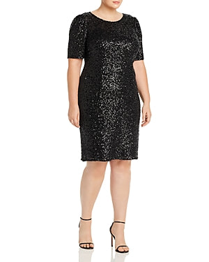 Adrianna Papell Plus Sequin Cocktail Dress Black Size 22
