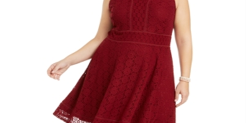 Charter Club Women's Plus Size Lace Fit Flare Dress Red Size 3X