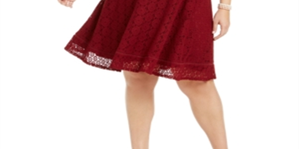 Charter Club Women's Plus Size Lace Fit Flare Dress Red Size 3X