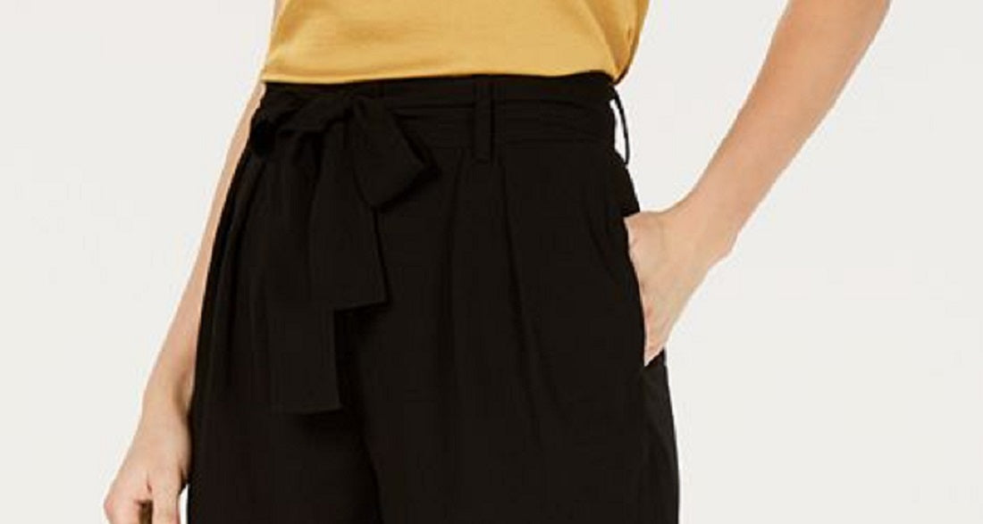 Bar III Women's Belted Solid Shorts Black Size 10