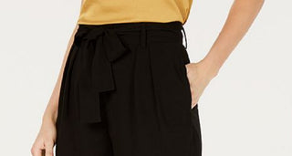 Bar III Women's Belted Solid Shorts Black Size 10