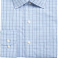 Club Room Men's Windowpane Plaid Point Collar Classic Fit Performance Stretch Dress Shirt Blue 34X35