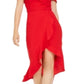 Xscape Women's Short Sleeve Off Shoulder Knee Length Hi Lo Evening Dress Red Size 6