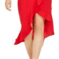 Xscape Women's Short Sleeve Off Shoulder Knee Length Hi Lo Evening Dress Red Size 6