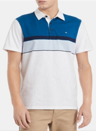 Calvin Klein Men's Colorblocked Engineered Stripe Polo Shirt White Size X-Large