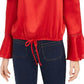 BCX Junior's Ruffled Tie Hem Top Red Size Small