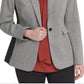 DKNY Women's Contrast Trim Single Button Blazer Gray Size 10P