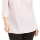 JM Collection Women's Zipper Trim 3/4 Sleeve Top Pink Size XX-Large