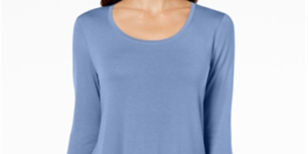 Jm Collection Scoop-Neck Top in Regular and Petite Blue Size XS
