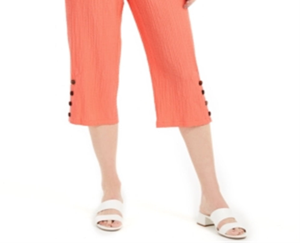 JM Collection Women's Crinkle Capri Pants Orange Size XX-Large
