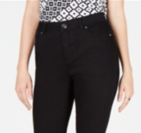 INC International Concepts Women's Grommet Detail Skinny Crop Jeans Black Size 12