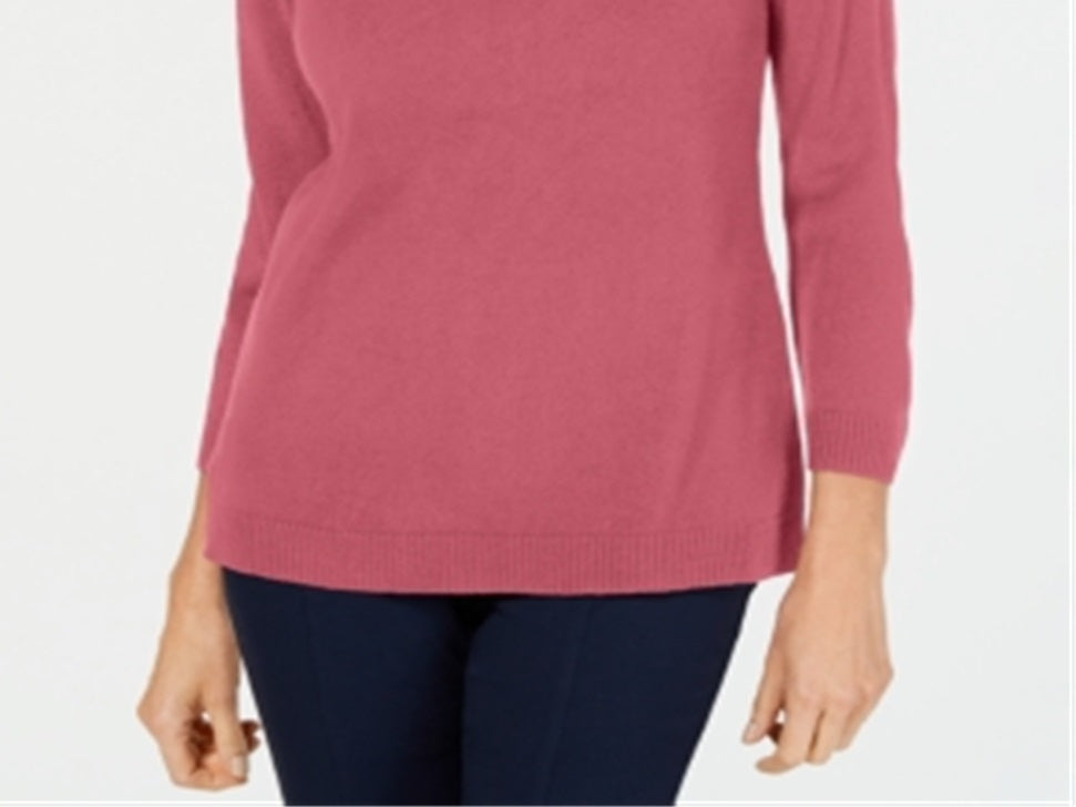 Karen Scott Women's V Neck Sweater Pink Size Medium