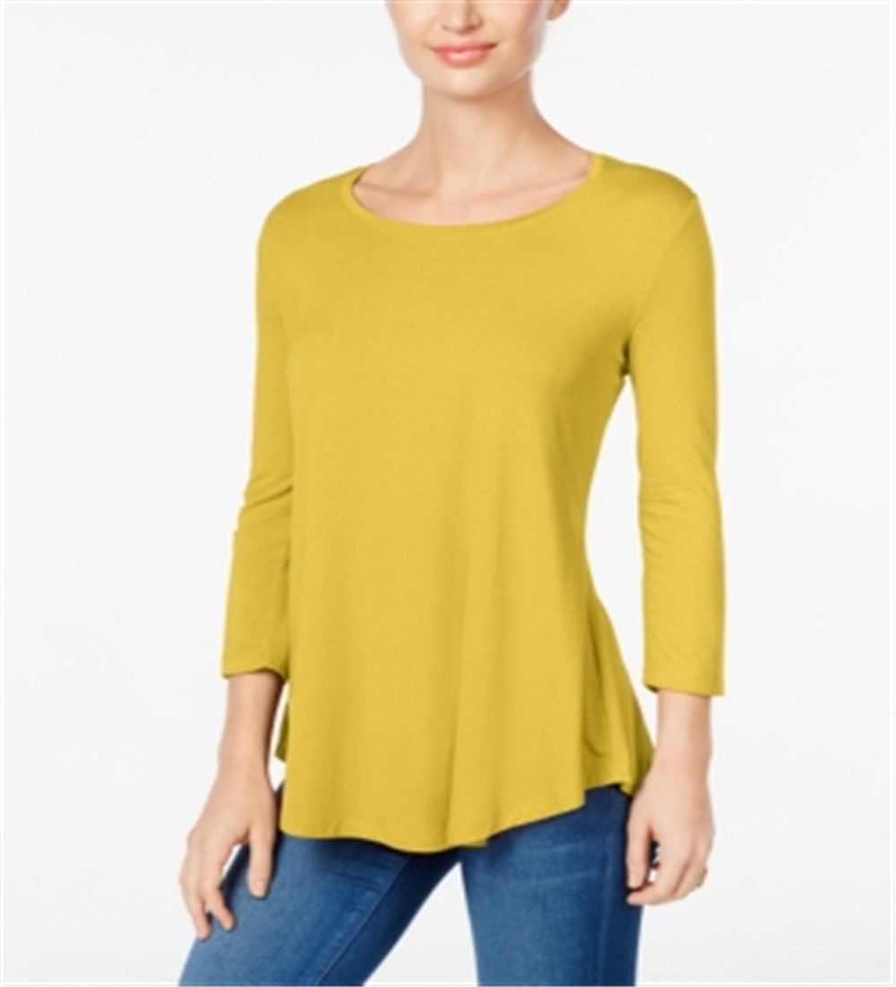 Jm Collection Scoop-Neck Top in Regular and Petite Yellow Size M