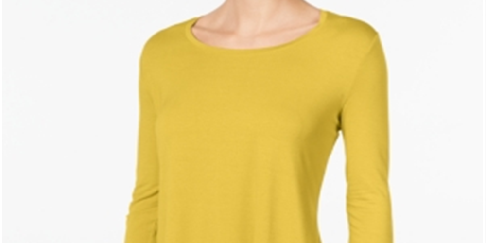 Jm Collection Scoop-Neck Top in Regular and Petite Yellow Size M