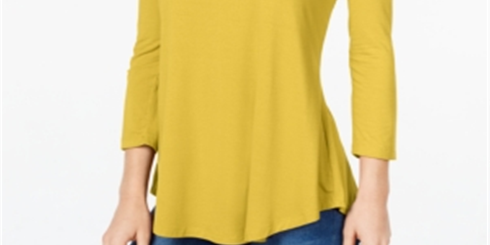 Jm Collection Scoop-Neck Top in Regular and Petite Yellow Size M