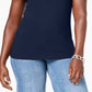 Karen Scott Women's Cotton Studded Tank Blue Size Petite XL