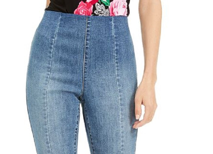 INC International Concepts Women's High Waist Skinny Cropped Jeans Blue Size 10