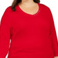 Karen Scott Women's Cotton Button Trim Top Red Size X-Large