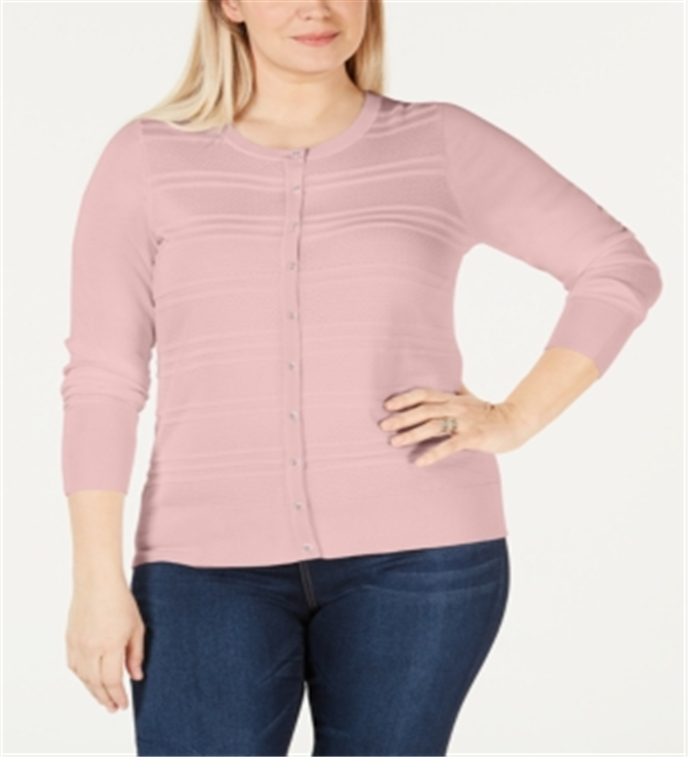 Charter Club Women's Pink Long Sleeve Crew Neck Top Plus Size 2X