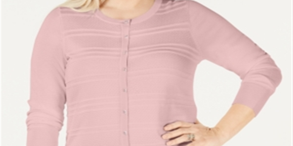 Charter Club Women's Pink Long Sleeve Crew Neck Top Plus Size 2X