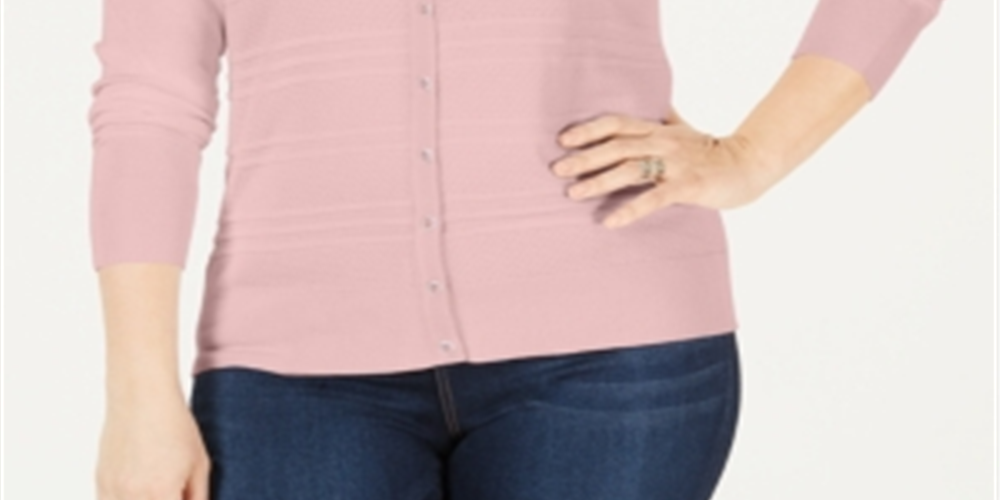 Charter Club Women's Pink Long Sleeve Crew Neck Top Plus Size 2X