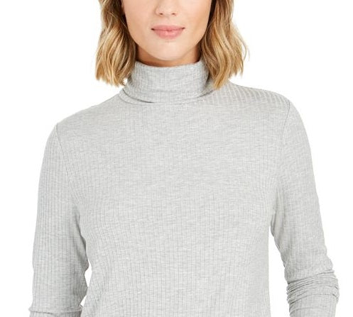 Charter Club Women's Heathered Turtleneck Gray Size Petite Small