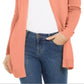 Charter Club Women's Open Front Curved Hem Completer Sweater Pink Size Petite X-Large