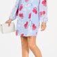 INC International Concepts Women's Long Sleeve Above the Knee Shift Dress Blue Size Large
