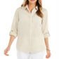 Charter Club Women's Linen Shirt Beige Size S