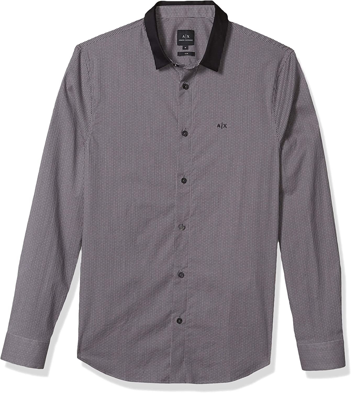A|X Armani Exchange Men's Long Sleeve Button Shirt  Dobby Lanes Gray Size Large