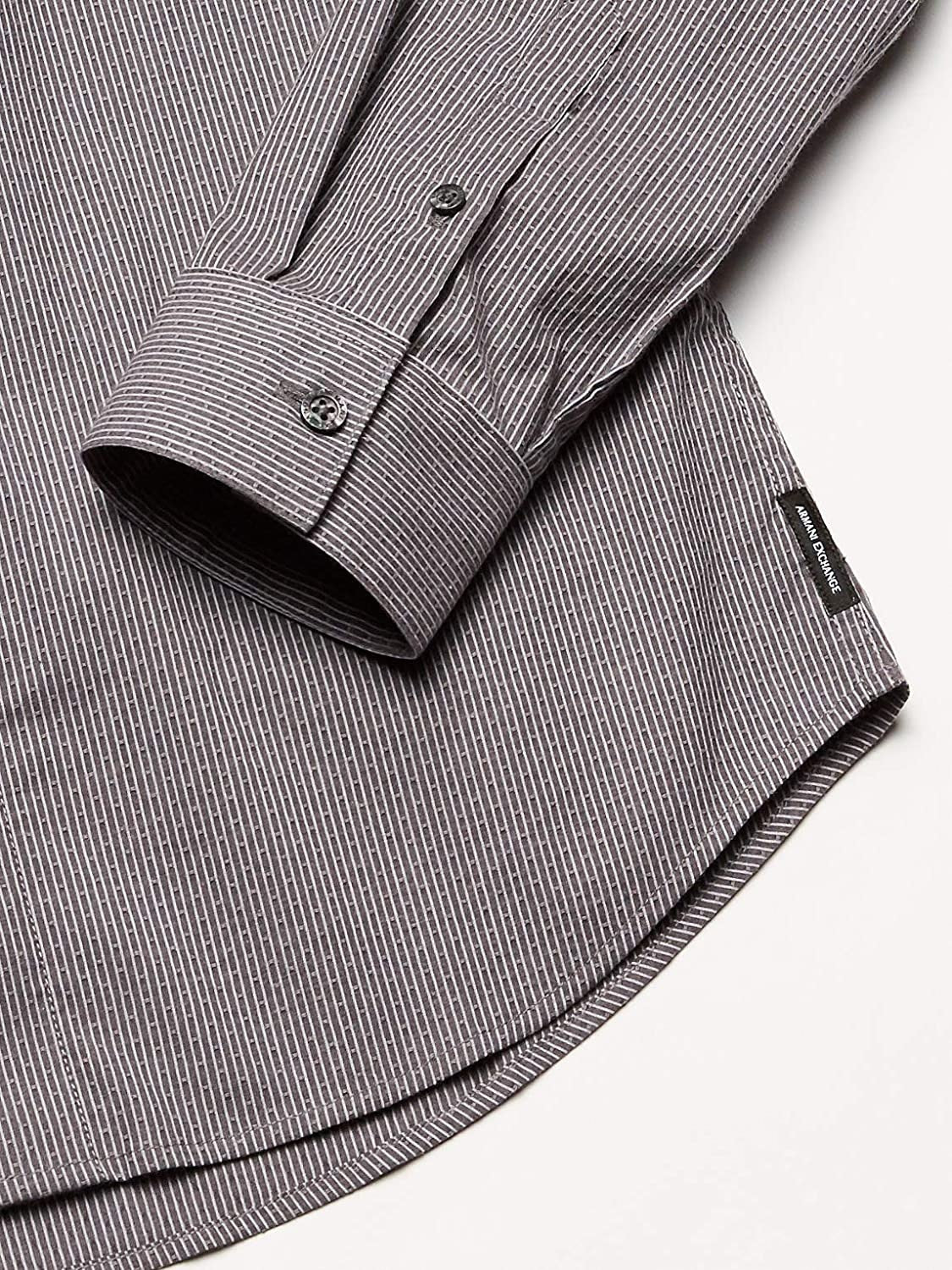 A|X Armani Exchange Men's Long Sleeve Button Shirt  Dobby Lanes Gray Size Large