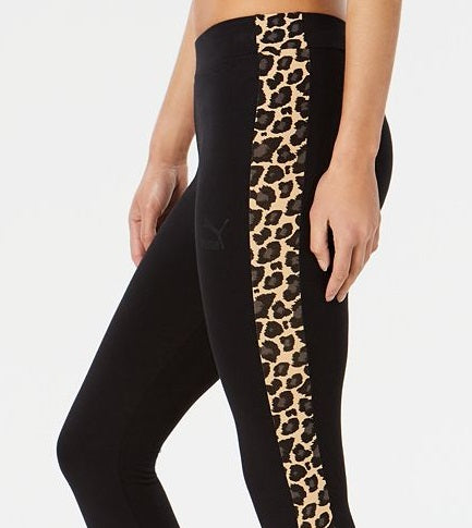 Puma Women's Wild Pack T7 Stripe Leggings Black Size Small