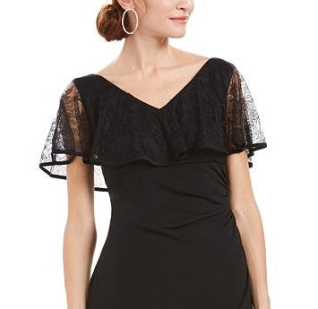Connected Women's Lace Overlay Sheath Dress Black Size 12P